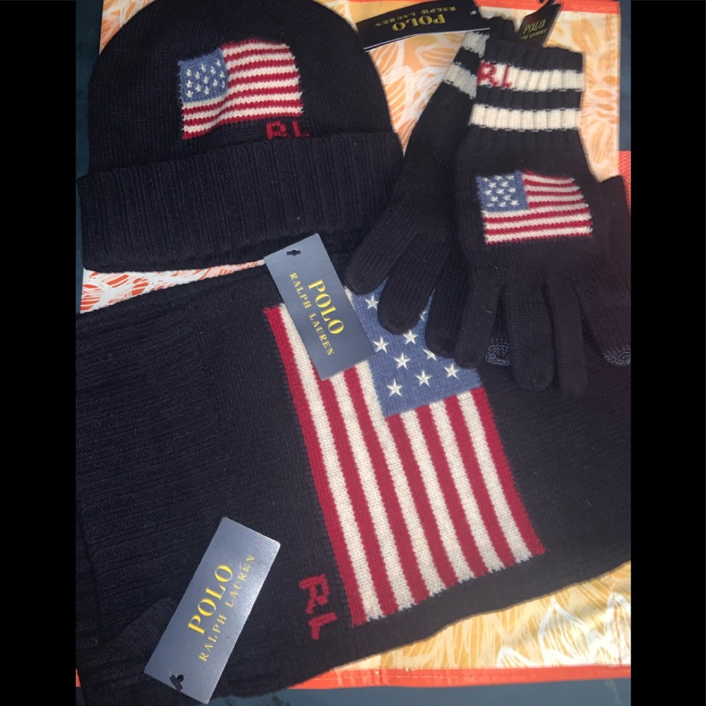RALPH LAUREN polo merino Hat,scarf,gloves New